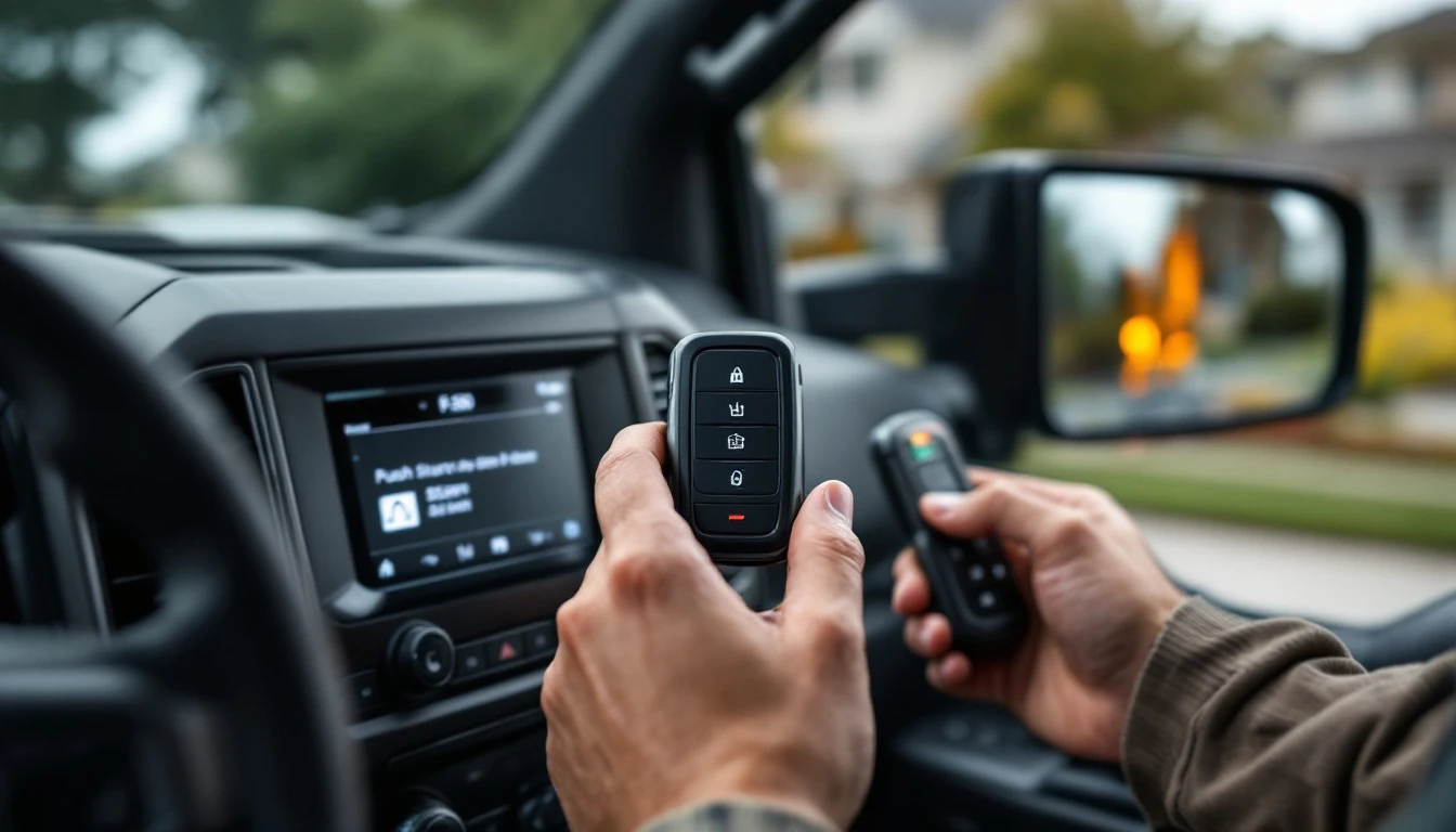 Cerrajero móvil diagnosticando un smart key de Ford F-150 con push-to-start en Plano, Texas